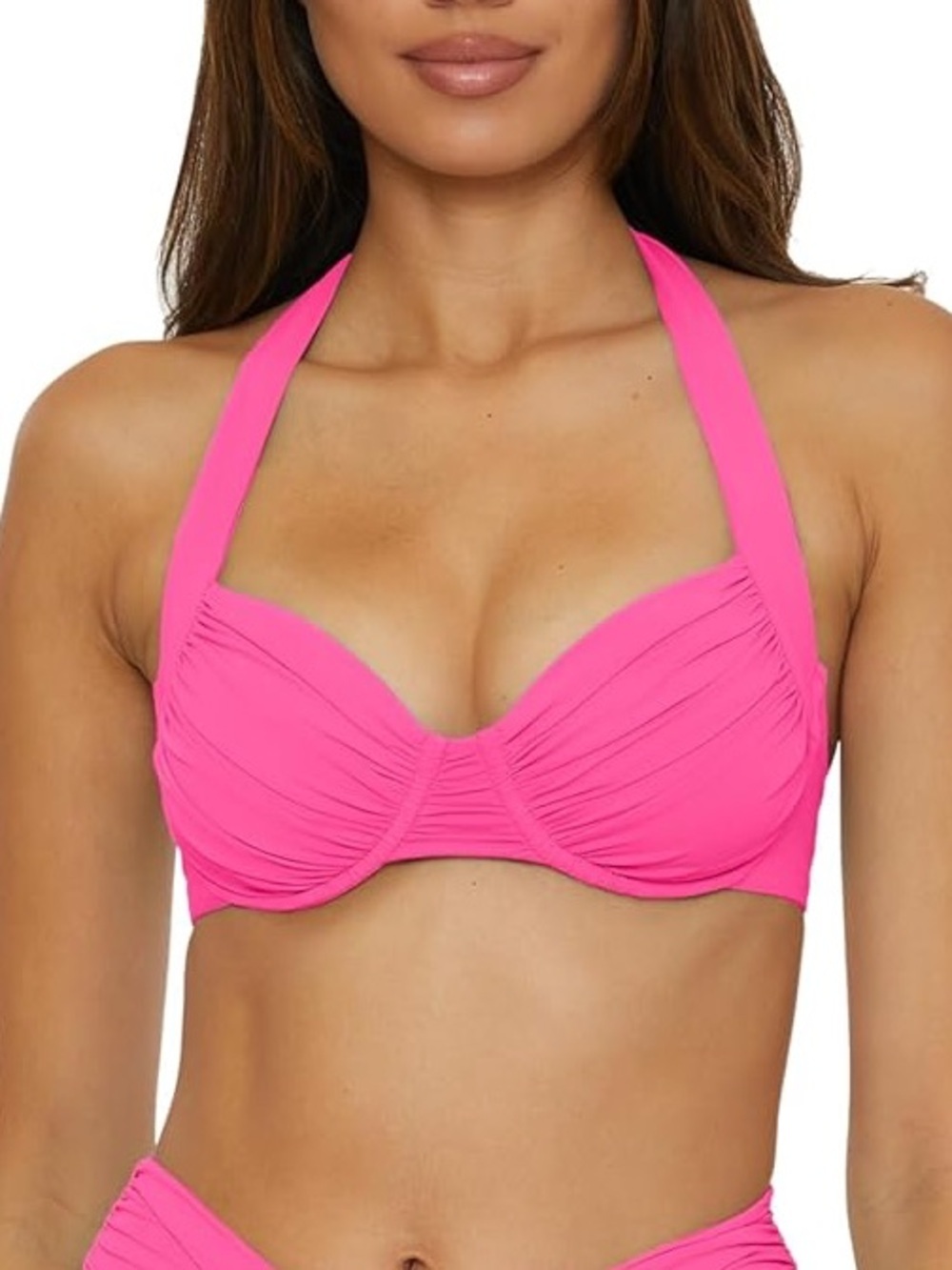NWT Becca Francesca Multi Way Underwire Bra Top Pink Sz L